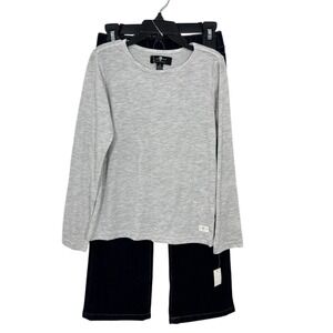 7 For All Mankind Girls 2 Piece Set Grey Long Sleeve Top Blue Jeans  Size 6 NWT